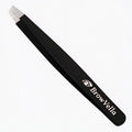 BrowVella Precision Slant Tip Tweezers for Eyebrows - Black
