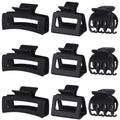 CHANDAT 3 Style Hair Claw Clips 9 pcs Medium Claw Clips Hair Clips for Women Rectangle Claw for Thick Hair Square Hair Clips for Thin Hair Accessories for Women (Black)