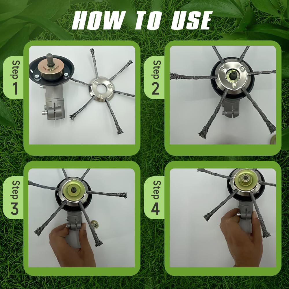 2025 New Steel Wire Grass Trimmer Replacement Head, Universal Brush Cutter Steel Head for Lawn Mower Tray, 3 inch Steel Wire Grass Trimmer Head,Weed Remover Tool, Inner Hole 5Mm (1 Pack,3 Blades)
