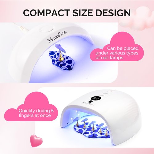 MelodySusie Update Nail Stand for Press Ons, 2 Spotted Cloud Magnetic Bases for Practice Painting Display Practice with Brush Holder and Reusable Double-Sided Tape for Home DIY Salon Supplies