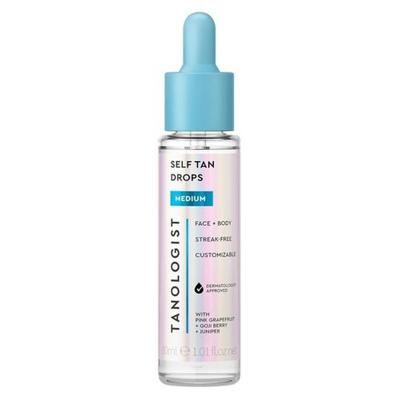 Tanologist Medium Self Tan Drops - Streak-Free Tanning for Body & Face | Vegan Skincare, 1.01 fl. oz/30 ml
