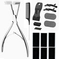Tape in Hair Extension Tools Kit, Professional Flat Surface Stainless Steel Tape in Hair Extensions Sealing Clamp Plier,Tape Remover Scraper Tool,Hair Clips, Hair Extensions Styling Tools(Silvery Set)