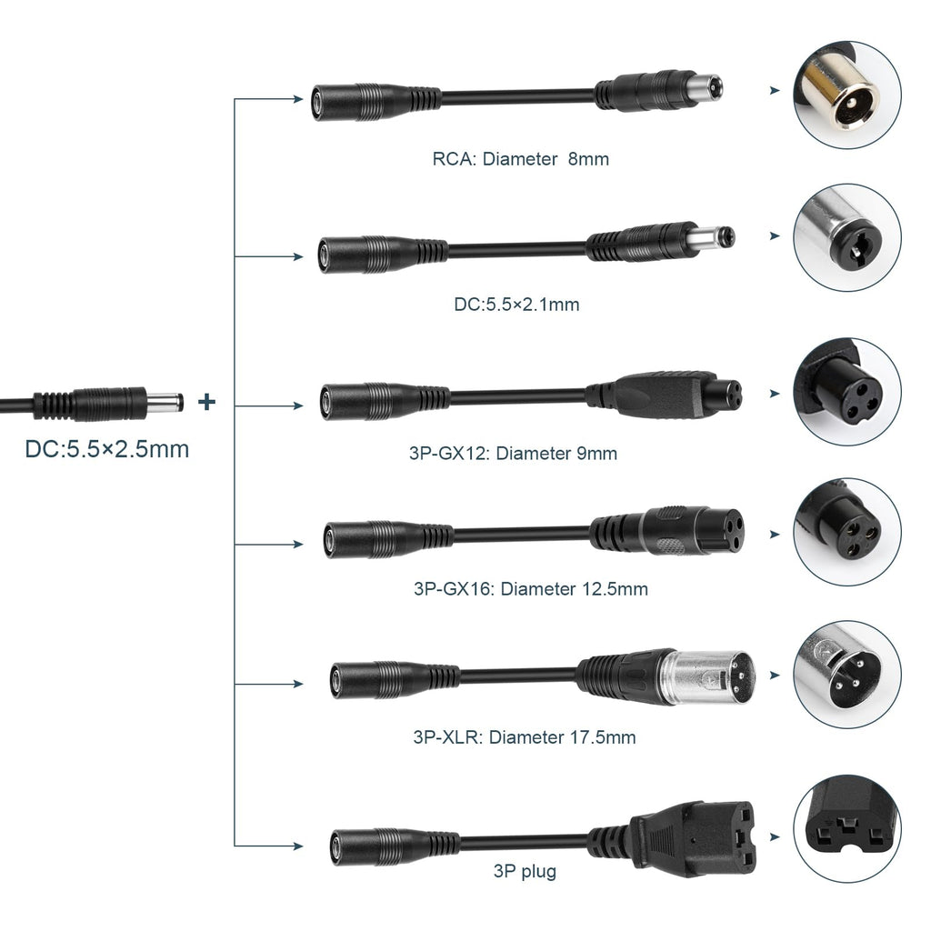 42V 2A Electric Scooter Charger Universal Replacement with 7 Plugs, Compatible with GOTRAX/Jetson/Voyage Charger for 36V 10S Li-ion Battery.