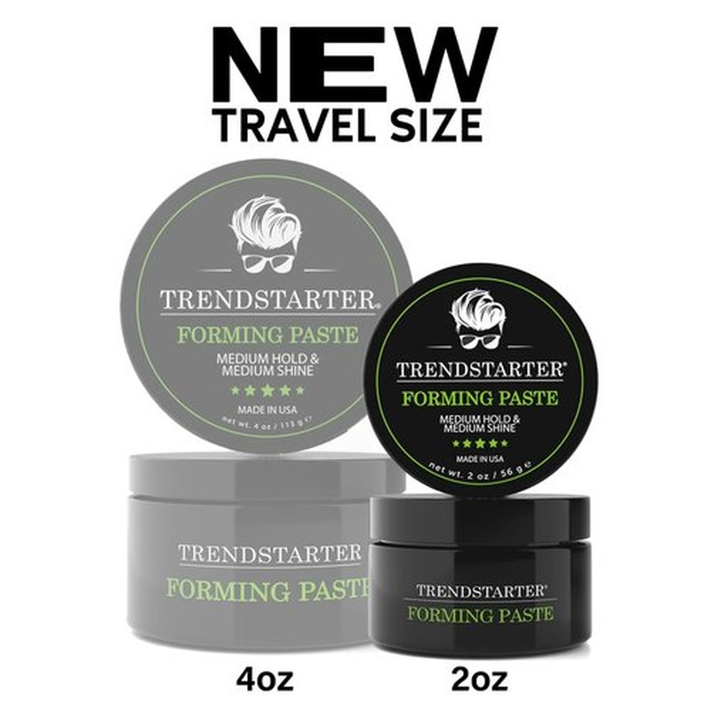 TRENDSTARTER Forming Paste - Lightweight Water-Based Hair Pomade Cream | Medium Hold & Shine, 2oz