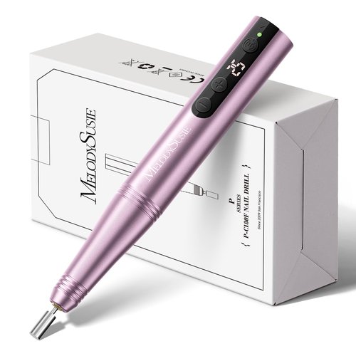 MelodySusie Pen-Shaped Portable Cordless Nail Drill, PC180F 25000RPM Rechargeable Electric File with LED Display for All Nail Care, Manicure Shaping & Acrylic Gel Removal for Nail Artists DIY at Home