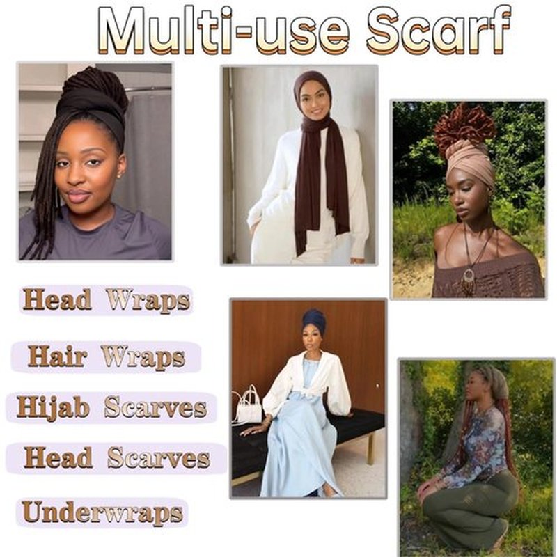 Head Wraps for Black Women Breathable Headwraps Scarf Long Hair Wraps Soft Wide Headbands Headscarves for Locs 5PCS