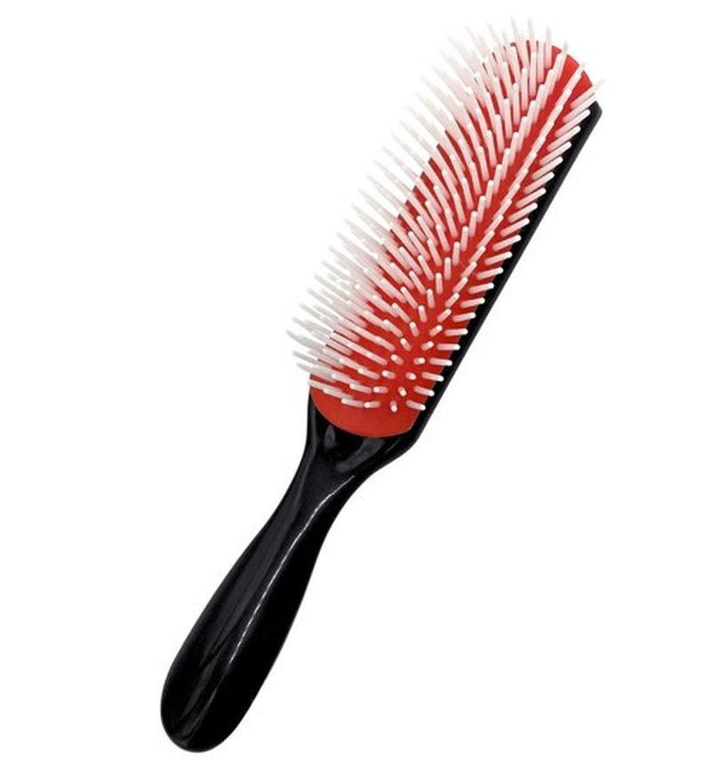 MDSTYLE Hair Brush - Curl Defining Detangler for Thick, Wavy & Coily Hair - 9 Row Design (Black, Small)