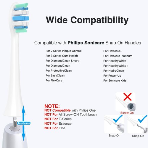 Philips Sonicare Electric Toothbrush Heads - Replacement Brush Heads Compatible with C1, C2, G2 - 6 Pack