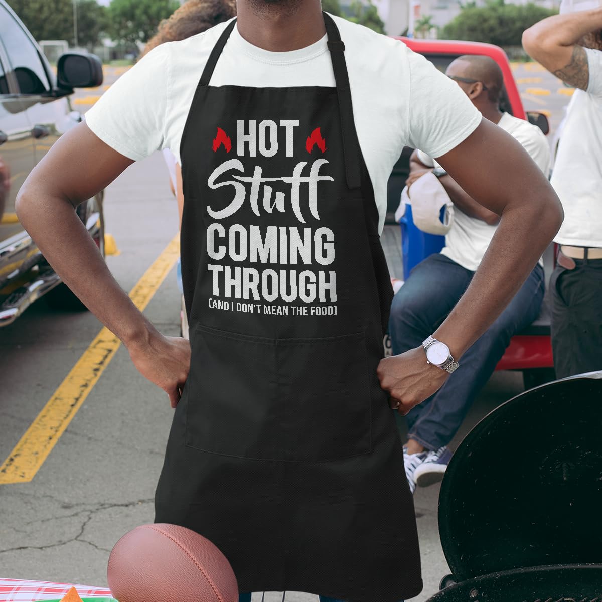 SANDJEST Humorous Apron with Pockets Chef BBQ Grilling Cooking Apron Gift for Birthday Christmas Funny Aprons for Men Dad Husband Boyfriend Grandpa