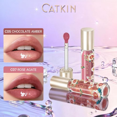 Catkin Lip Plumper Gloss - Tinted Lip Serum with Hyaluronic Acid & Jojoba Oil | Non-Sticky Hydrating Formula, 0.12 Fl Oz (2pcs)