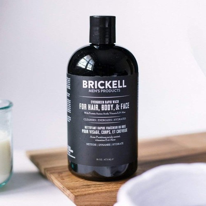 Brickell Men's 3-in-1 Body Wash Gel - Natural & Organic, 16 Ounce, Evergreen Scent