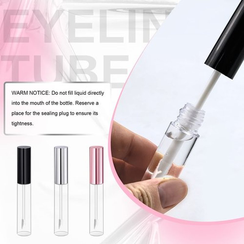 Bercoor 30 Pack Lip Gloss Tube, 10ml Empty Refillable Lip Balm Bottle Clear Plastic Lip Gloss Container with Rubber Stoppers for DIY Makeup, Personal Cosmetic, Black, Sliver and Pink