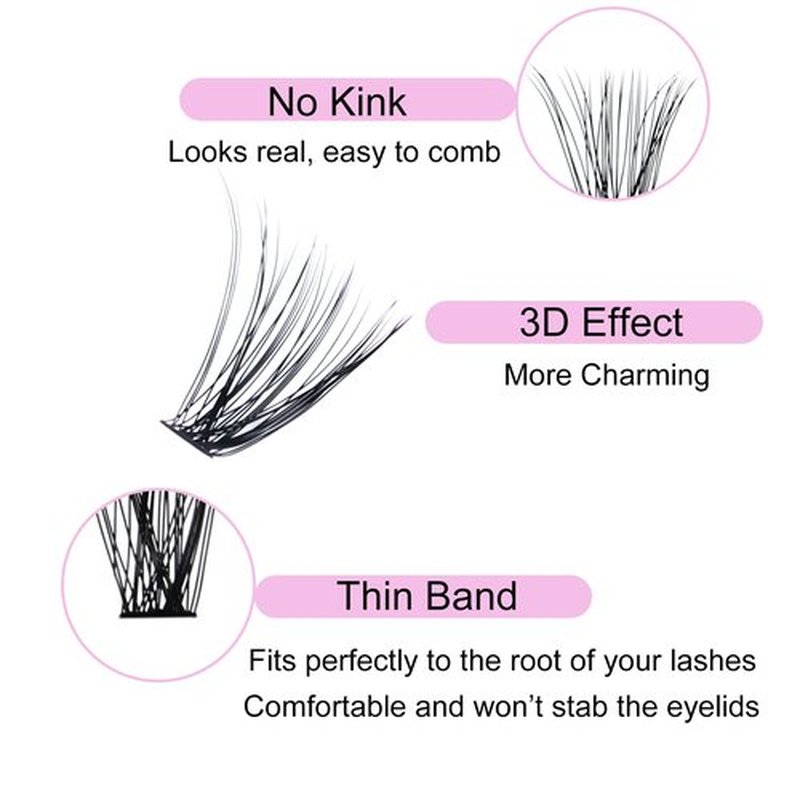 Cluster Lashes 40D Eyelash Clusters Mixed Tray Wispy Lash Clusters Extensions D Curl Cluster Eyelash Extensions Individual Lashes DIY Lash Extension (40D-0.07D-9-16mm)