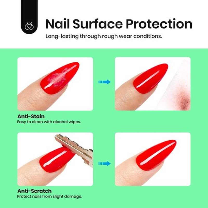 Beetles 5 in 1 Nail Glue Gel for Nail Tips with 2 Pcs 15ml Upgrade Super Shiny Gel Top Coat and Base Coat Set
