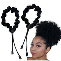 Skiennix Satin Hair Ties - Adjustable Scrunchies for Thick Curly Hair | No Damage Accessories (Black)
