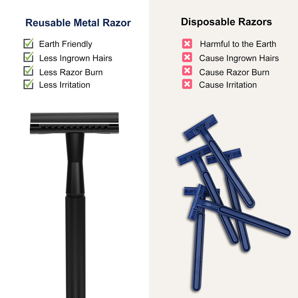 THURLADY Single Blade Safety Razors for Men, Matte Black