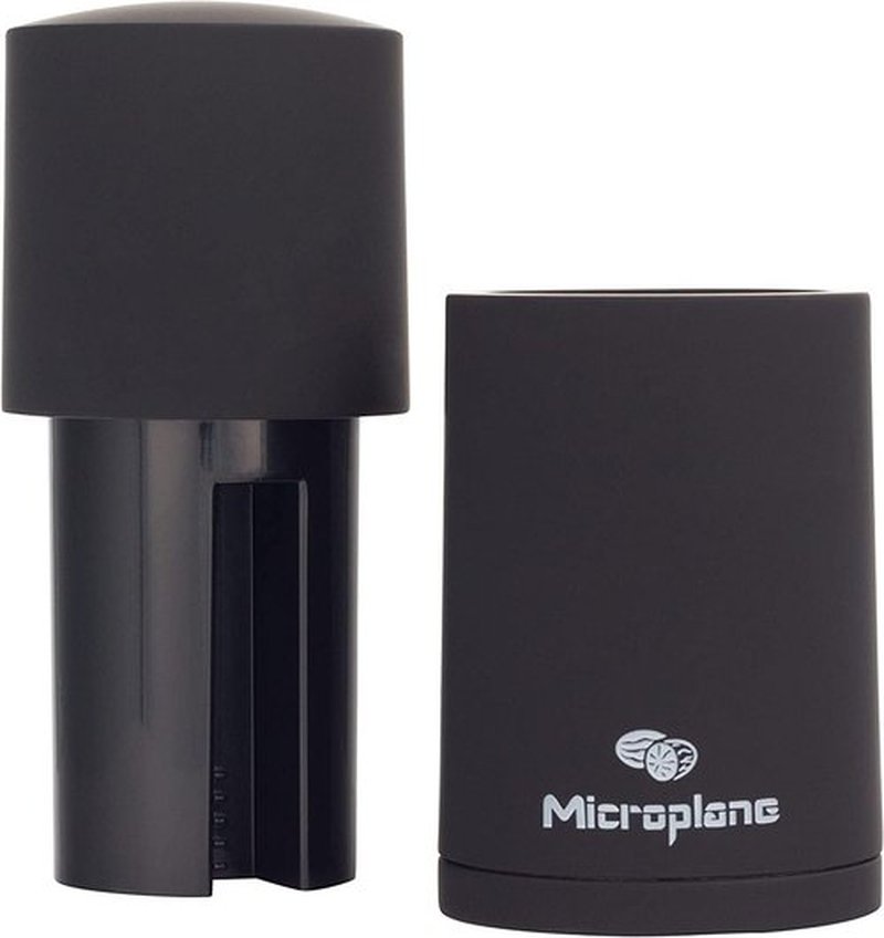 Microplane Spice Mill | Manual Cinnamon Grinder & Nutmeg Grater - Sleek Black Design