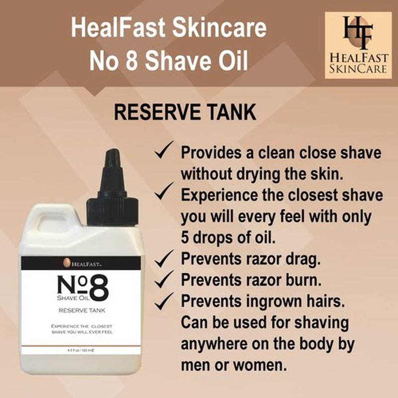 HealFast No. 8 Shave Oil - 4 oz Premium Shaving Oil for Men & Women | Prevents Razor Burn & Ingrown Hairs