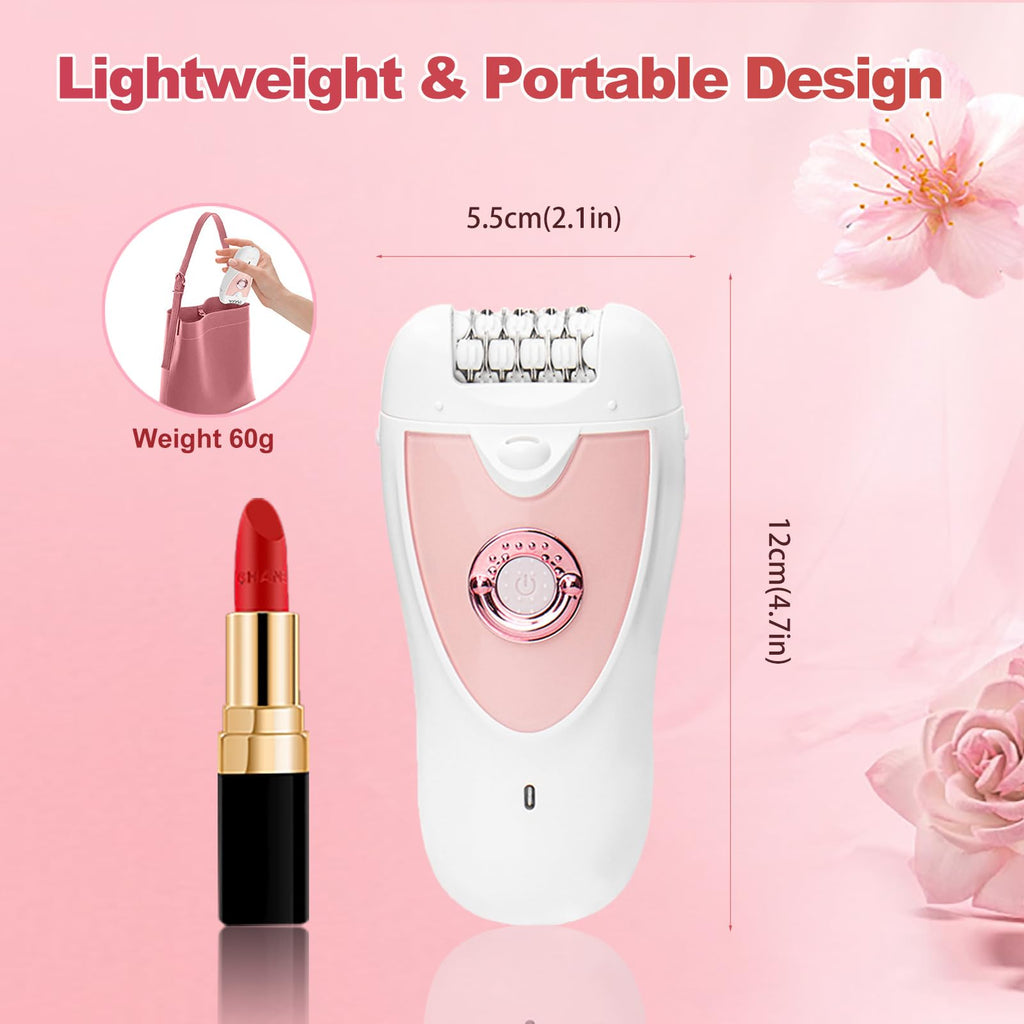 Epilator for Women,2 in 1 Hair Removal for Women Face,Rechargeable Hair Remover Device Smooth Glide Epilator for Bikini, Face, Arm, Legs, Armpits(Pink2026)