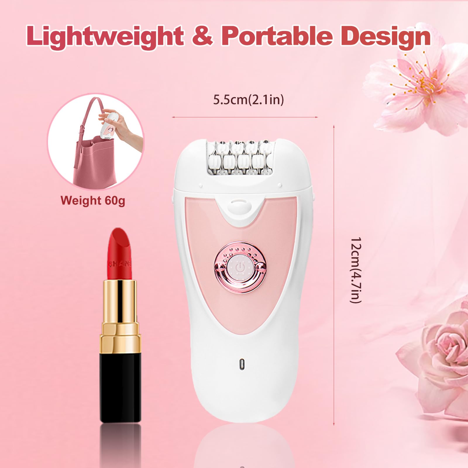 Epilator for Women,2 in 1 Hair Removal for Women Face,Rechargeable Hair Remover Device Smooth Glide Epilator for Bikini, Face, Arm, Legs, Armpits(Pink2026)