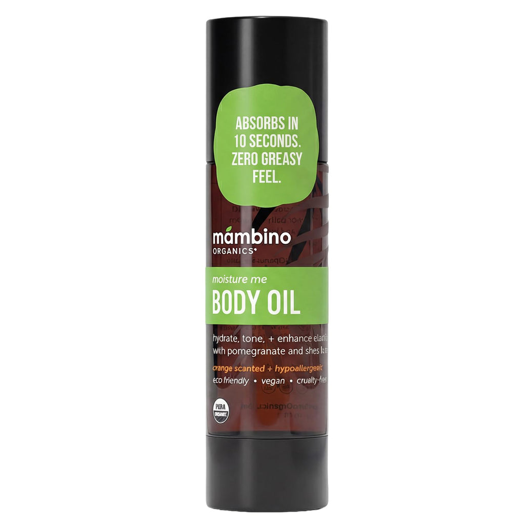 Mambino Organics Moisture Me Body Oil, Skincare Essential, Shea Butter Infused, Fast-Absorbing, Non-Greasy, Soothing Aroma, 2 fl oz