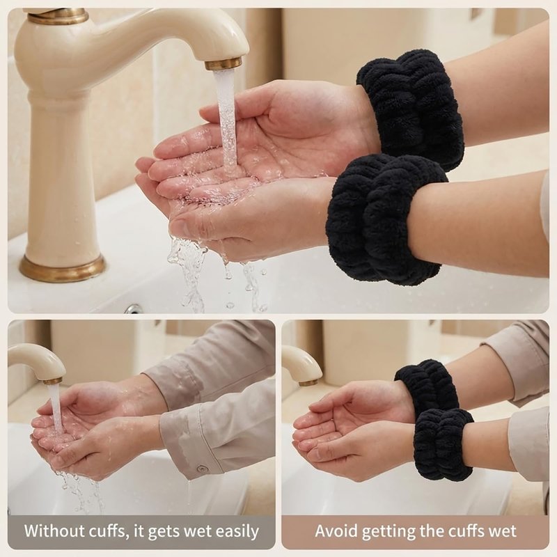 Wrist Towels for Washing Face for Women,Girls,Men, Microfiber Spa Wristbands Absorbent Face Washing Wristbands Prevent Liquid from Spilling