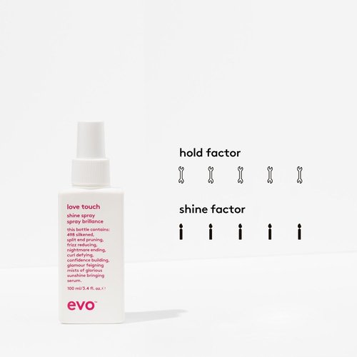 EVO Love Touch Hair Shine Spray - Lightweight Frizz Control & High Gloss for All Hair Types | 3.4 fl oz