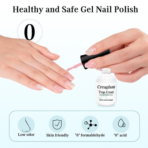 Creaglam 5-Piece Gel Nail Prep Kit - 15ml Nail Dehydrator, Primer, Base Coat, Glossy & Matte Top Coat Set - Long Lasting, Quick Drying, Acid-Free for Professional Acrylic & Gel Nail Art