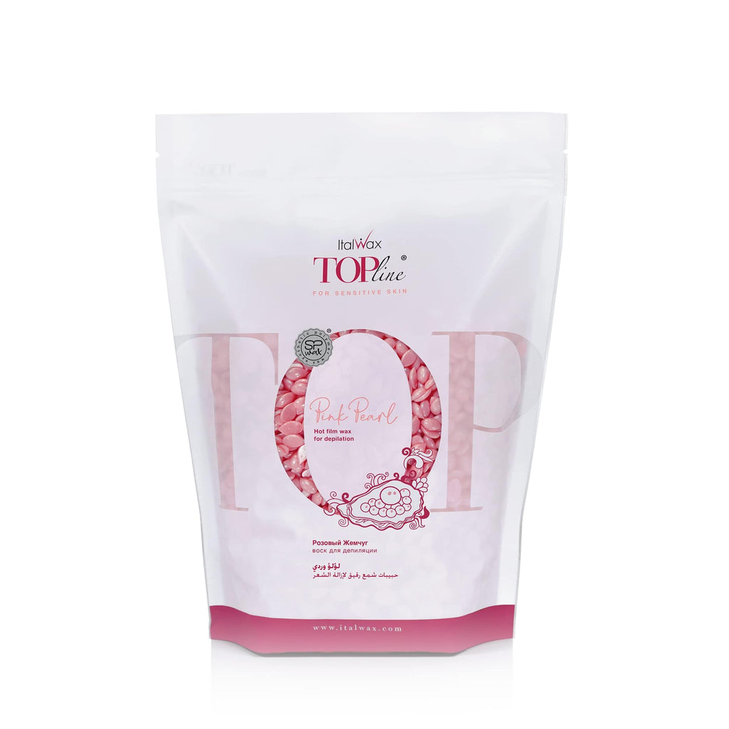 Italwax Top Line Pink Pearl Hard Wax Beads 1.65 lb (750 g) – Semi-Creamy Unscented Hard Wax for Facial Areas, Strong from First Pull, Suitable for Sensitive Skin, Professional Use – Made in Italy