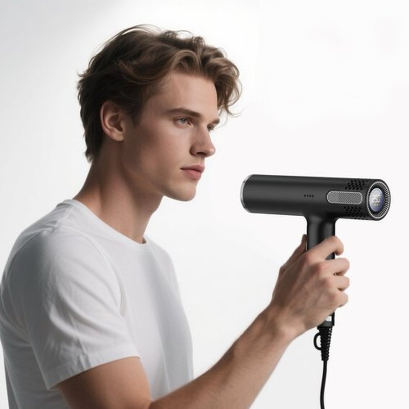 Lanvier Hair Dryer with Diffuser, Professional Ionic Blow Dryer for Women, Compact Lightweight Design Fast Drying, Intelligent 4 Heats, 3 Airflow Control, LCD Display, Cool Shot for Curly & All Hairs