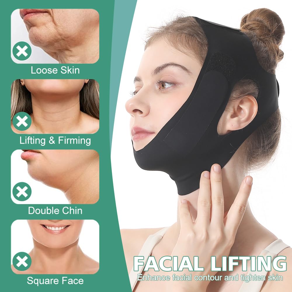 Face Lift Belt, Double Lift Face Lift Band, Comfortable VShaped Bandage Face Outline Lifting Facial Strap
