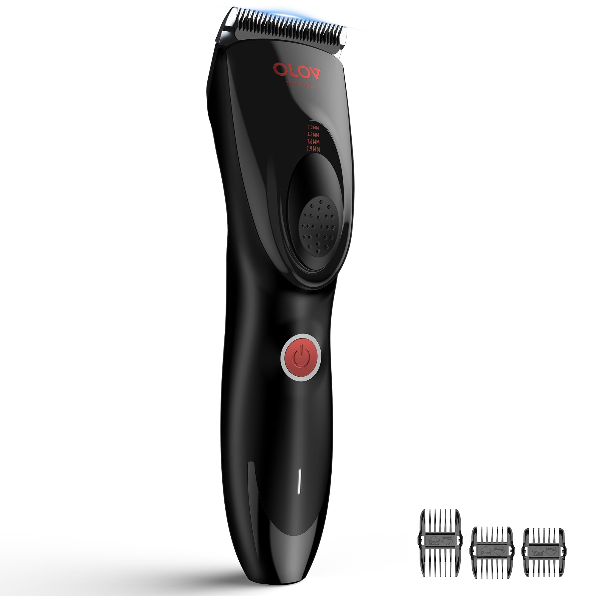 OLOV PROFESSIONAL Hair Clippers for Men, Cordless Hair Clipper Kit, Adjustable 4 Length Setting, 2-Speed Settings, Replaceable Ceramic Blade Heads, Rechargeable Hair Clippers for Family (Red)