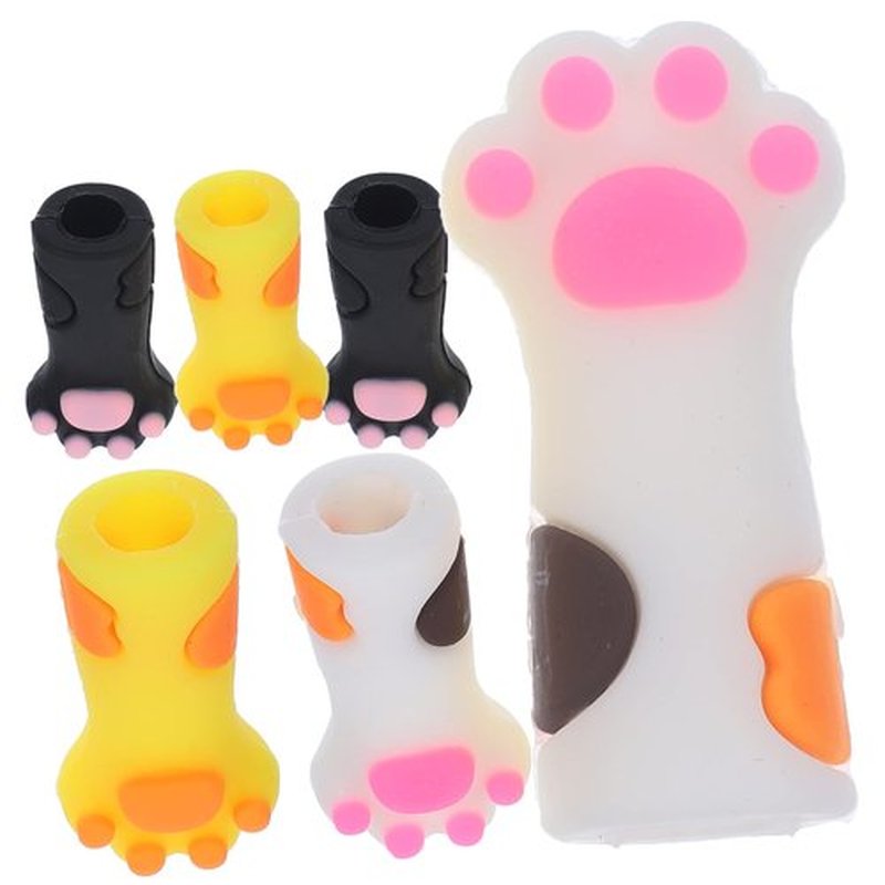 Healeved 6Pcs Cat Paw Silicone Cuticle Nipper Covers Protective Sleeves for Nail Art Tools Anti-Fall Cuticle Scissors Caps Durable Nail Care Accessories