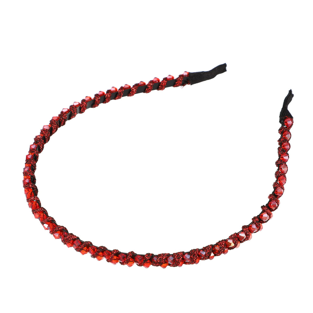 VOCOSTE 1 Pcs Rhinestone Hair Hoop Headband, Hairband for Women, Red, 0.24 Inch Wide