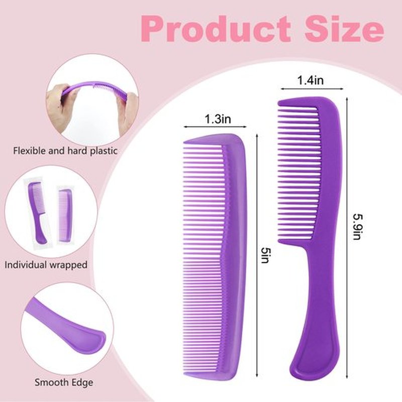 Gisdo 100 Pcs Hair Comb Set in Bulk Individually Wrapped, Pocket Comb & Wide tooth Hairbrush Set for Women Kids Hotel,Airbnb,Shelter/Homeless/Nursing Home/Charity(Bright Color)