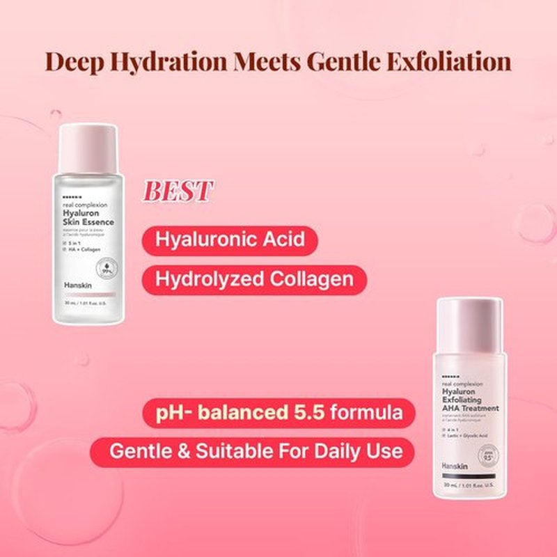 Hanskin Youth Energy On The Go Kit – Retinol & AHA Mini Skincare Set with Essence, Toner, Serum & Cream | TSA-Friendly Anti-Aging Travel Kit, Christmas Gift for Women, Stocking Stuffer