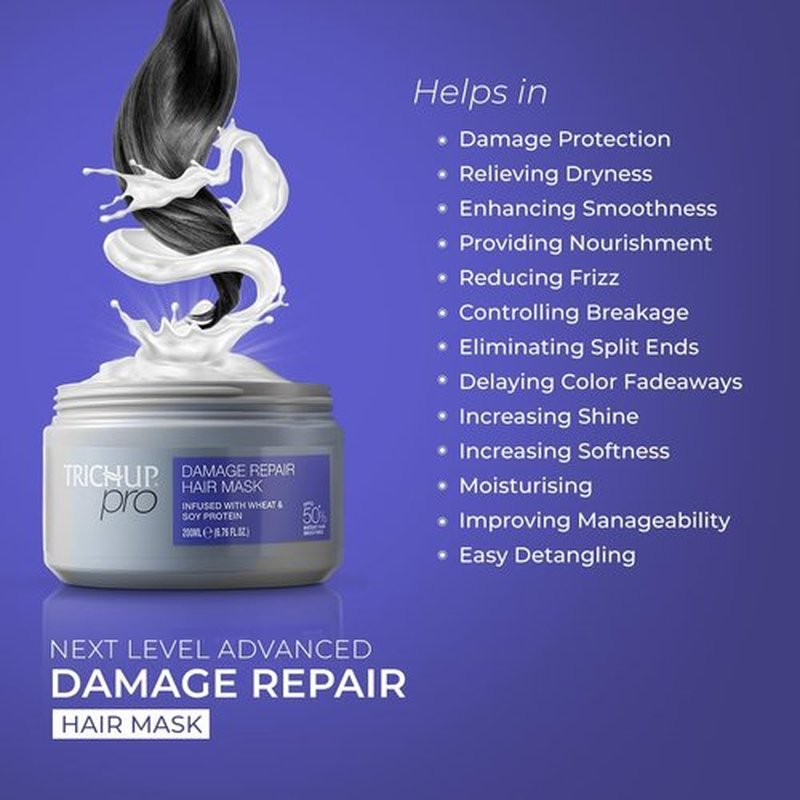 Trichup Pro Hair Mask - Deep Conditioning Treatment for Damaged Hair | Repairs Split Ends & Reduces Hair Fall, 6.76 fl oz
