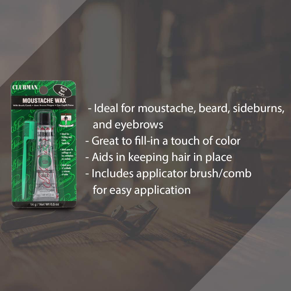 Clubman Moustache Wax Hang Pack Black 0.5 oz x 3 packs