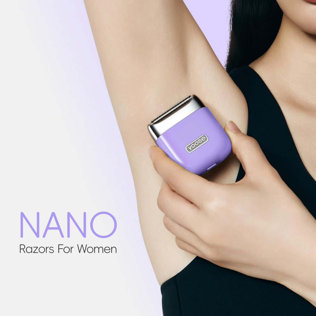 yoose Electric Razors for Women, IPX7 Alloy Body Bikini Trimmer for Women (USB-C, Trimmer Comb, Multi Shaving Modes), Portable Size, Taro Purple