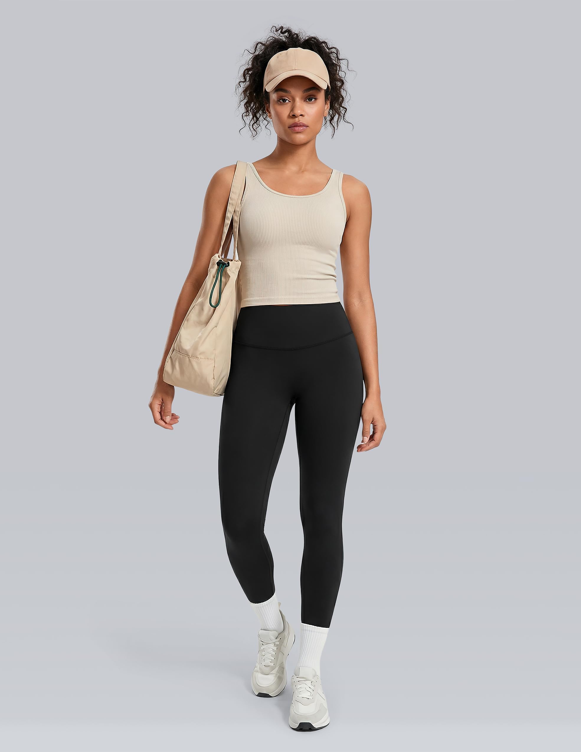 Colorfulkoala Dreamlux No Front Seam Leggings for Women 25" Inseam, High Waisted Buttery Soft 7/8 Yoga Pants (S, Black)