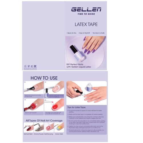 Gellen Latex Tape for Nails, Fast Drying Liquid Latex Nail Polish Barrier Peel off Latex Tape Kit Cuticle Guard for Nail Art Liquid Latex Barrier Protector