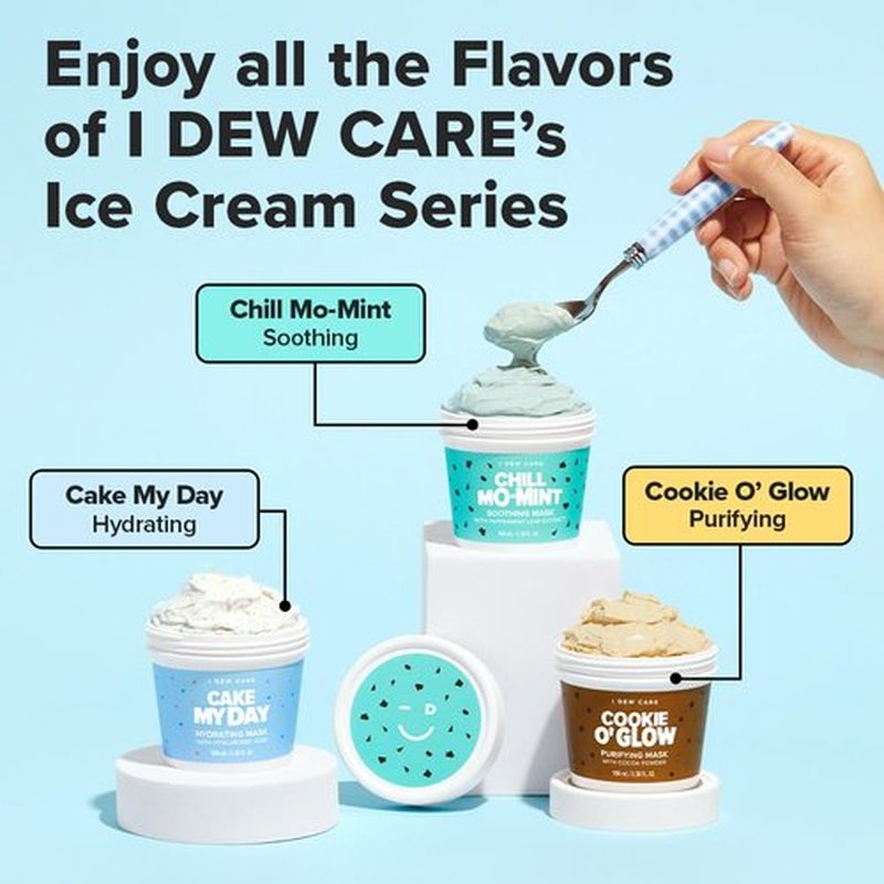I DEW CARE Wash Off Face Mask - Cookie O' Glow | Hydrating and Purifying for Dry Skin with Cocoa Seed Butter, Korean Facial Mask Skin Care, Stocking Stuffers, Cute Stuff, 3.38 Oz