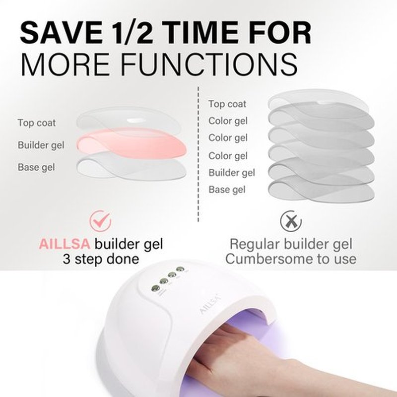 AILLSA Pink Builder Gel 7 In 1 Nude Hard Gel Polish for Nail Thickening Light Neutral Strengthener Gels Nail Polish Natural Color Sheer Extension U V for French Manicure Base Coat Needed 0.51 Oz