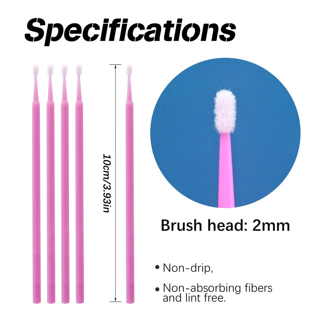 Saihisday Touch Up Paint Brushes for Automotive Paint Chip Repair Disposable Micro Applicators for Automotive Paint Detailing 2MM Pink 100PCS