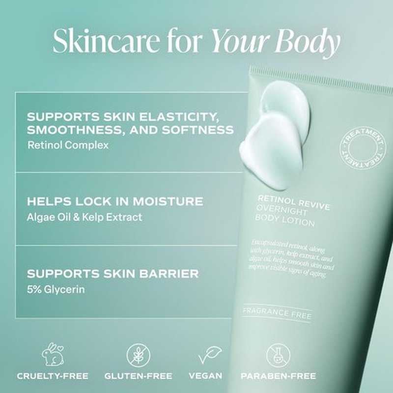 Saltair Retinol Revive Night Lotion – Dual-Action Retinol Body Lotion for Smoother, Firmer Looking Skin – Hydrating Moisturizer with Kelp, Allantoin & Glycerin – 13oz Pump Bottle