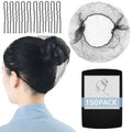 150Pcs Hair Net Black Set - 24 inches Invisible Elasticity Elastic Mesh Nylon Hair Net 144 Pcs - Kitchen Food Service Worker, Ballet Bun,with 10pcs U Shaped Hair Pins 2.4inch