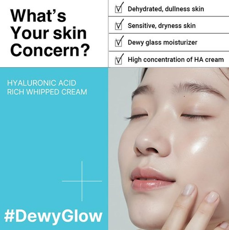 HEIMISH RX Hyaluronic Acid Rich Whipped Cream - Deep Moisturizer for Sensitive and Dry Skin, Daily Face Cream, Lightweight, with Hyaluronic Acid, Panthenol, Korean Skincare, 50ml (1.69 fl. oz)