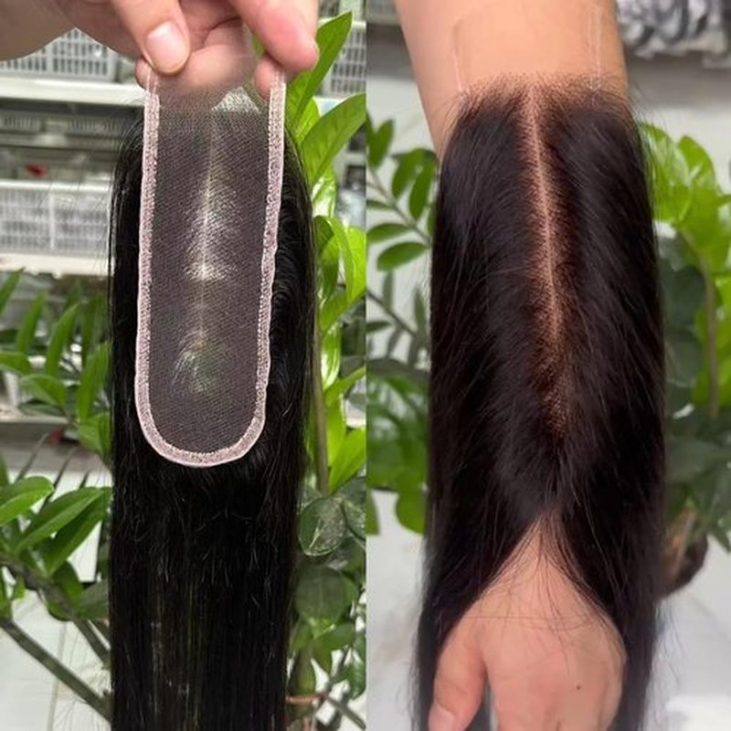 Aorbige 2x6 HD Swiss Lace Melt Skin Lace Closure Long Deep Parting Raw Hair Materials Straight Style Much Fuller with Natural Hair Line Human Hair Natural Black Color (20inch, HD 2x6 lace closure)