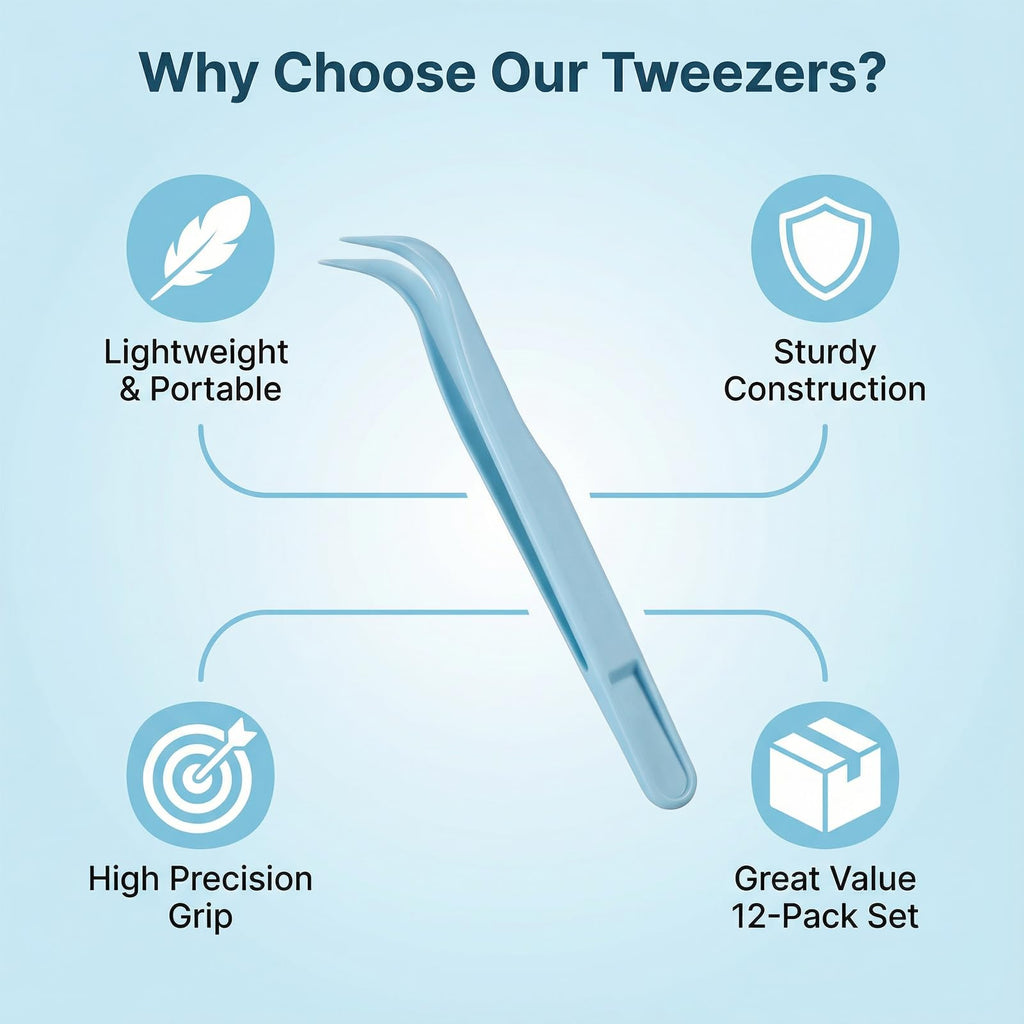 Zelphvt 12 Pcs Precision Plastic Tweezers for Crafts 4.5 Inch Sticker Tweezers Craft Tweezer Bulk Reptile Tweezer for DIY Jewelry Making, Crafts, Baking Decoration Blue