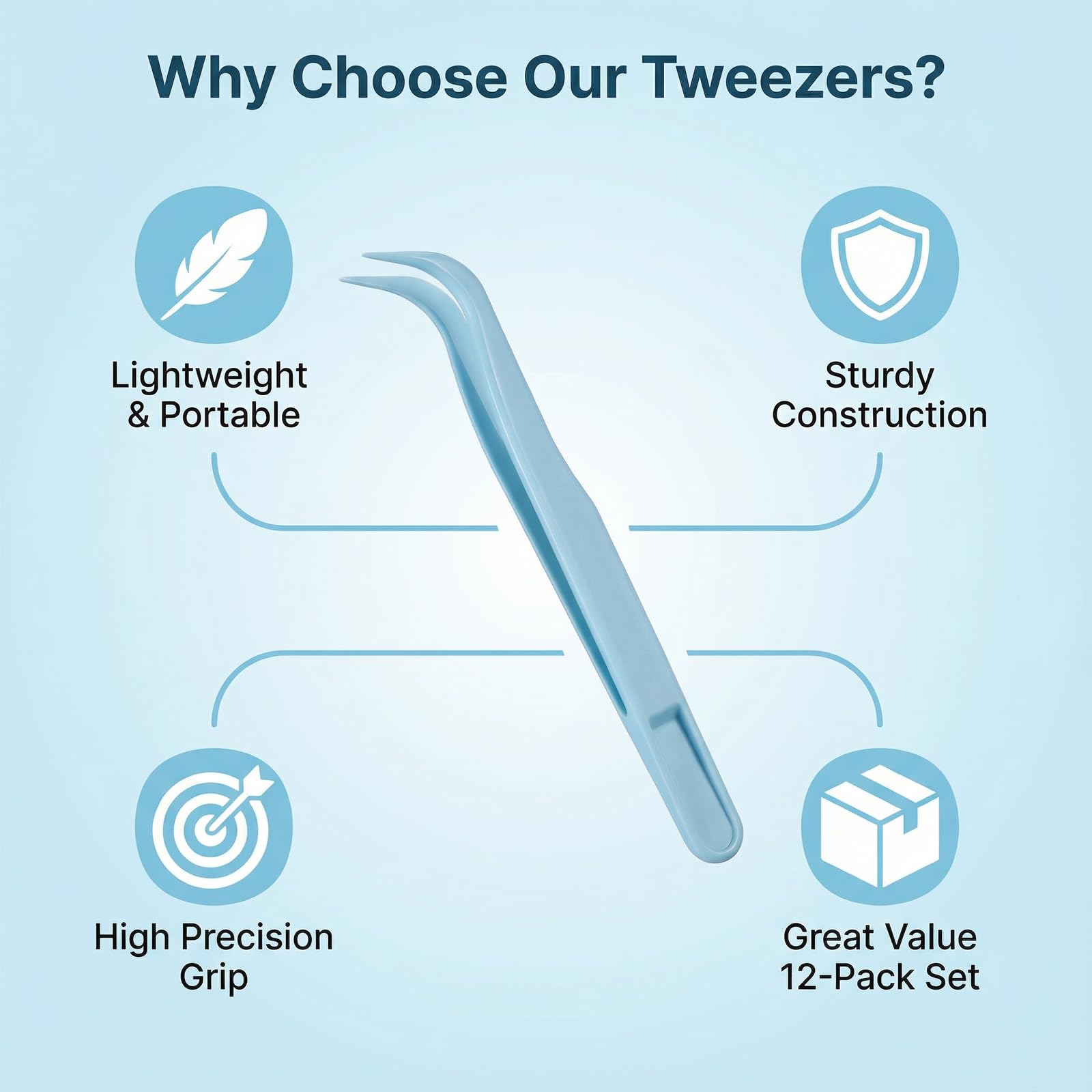 Zelphvt 12 Pcs Precision Plastic Tweezers for Crafts 4.5 Inch Sticker Tweezers Craft Tweezer Bulk Reptile Tweezer for DIY Jewelry Making, Crafts, Baking Decoration Blue